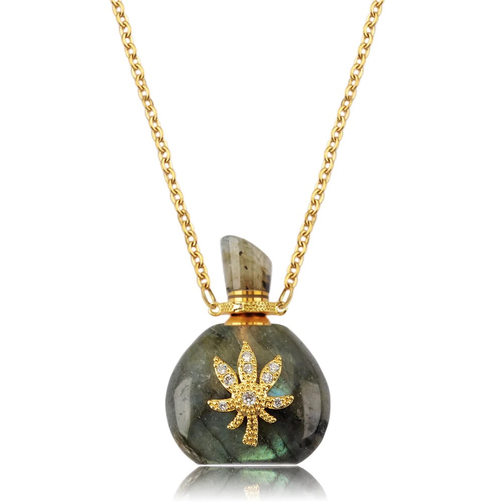 Labradorite ALICE PERFUME BOTTLE NECKLACE FOR WOMEN potion bottle